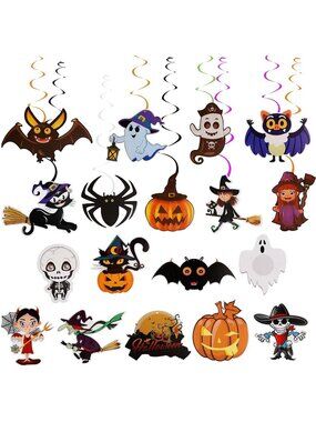 36pcs Halloween Hanging Swirl Decorations Colorful Halloween Ceiling Ornaments
